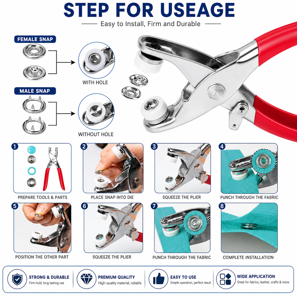 ✨ Premium Snap Button Kit – Durable Tools & Multicolor Set🎯